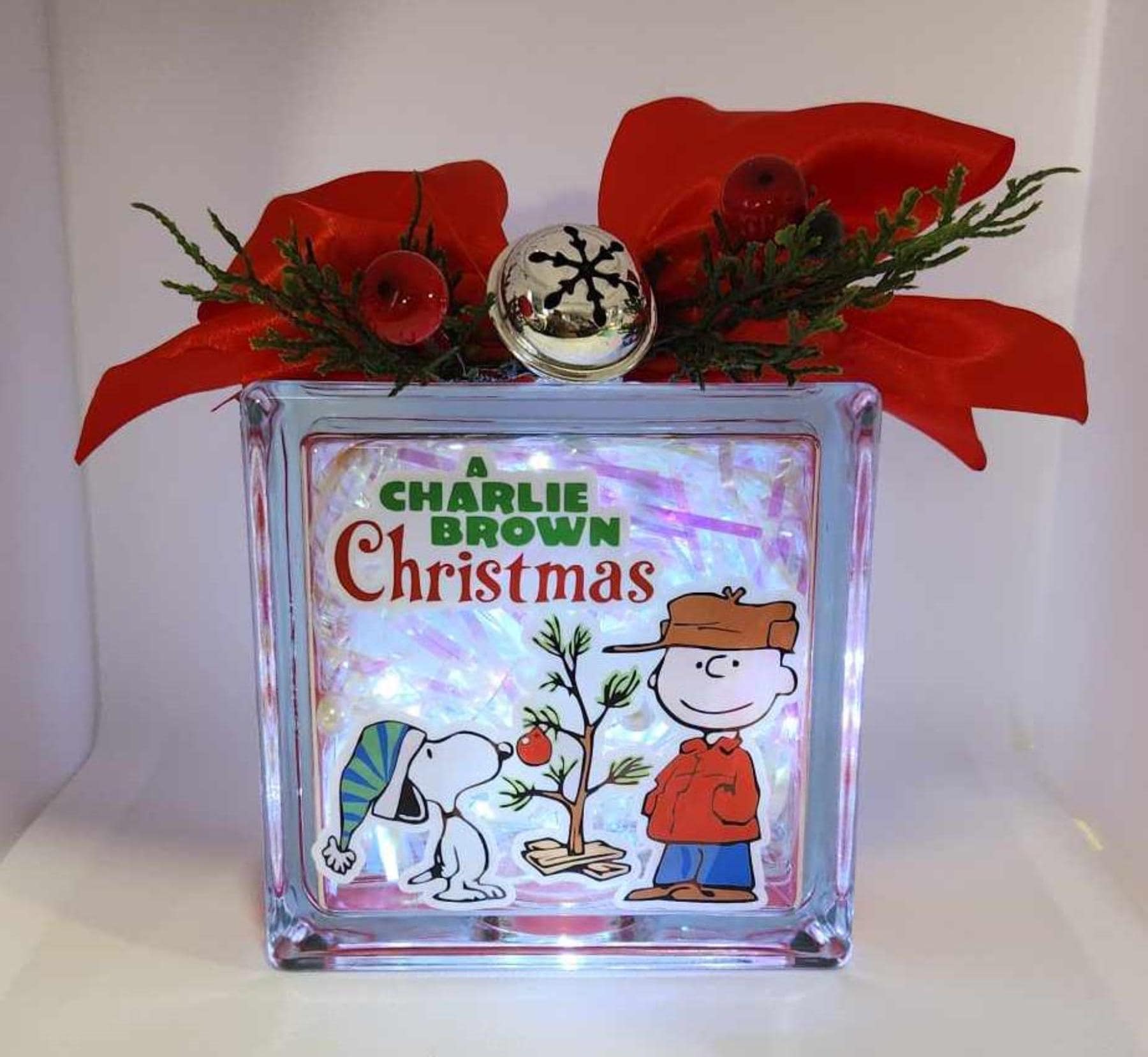 A Charlie Brown Christmas Glass Block