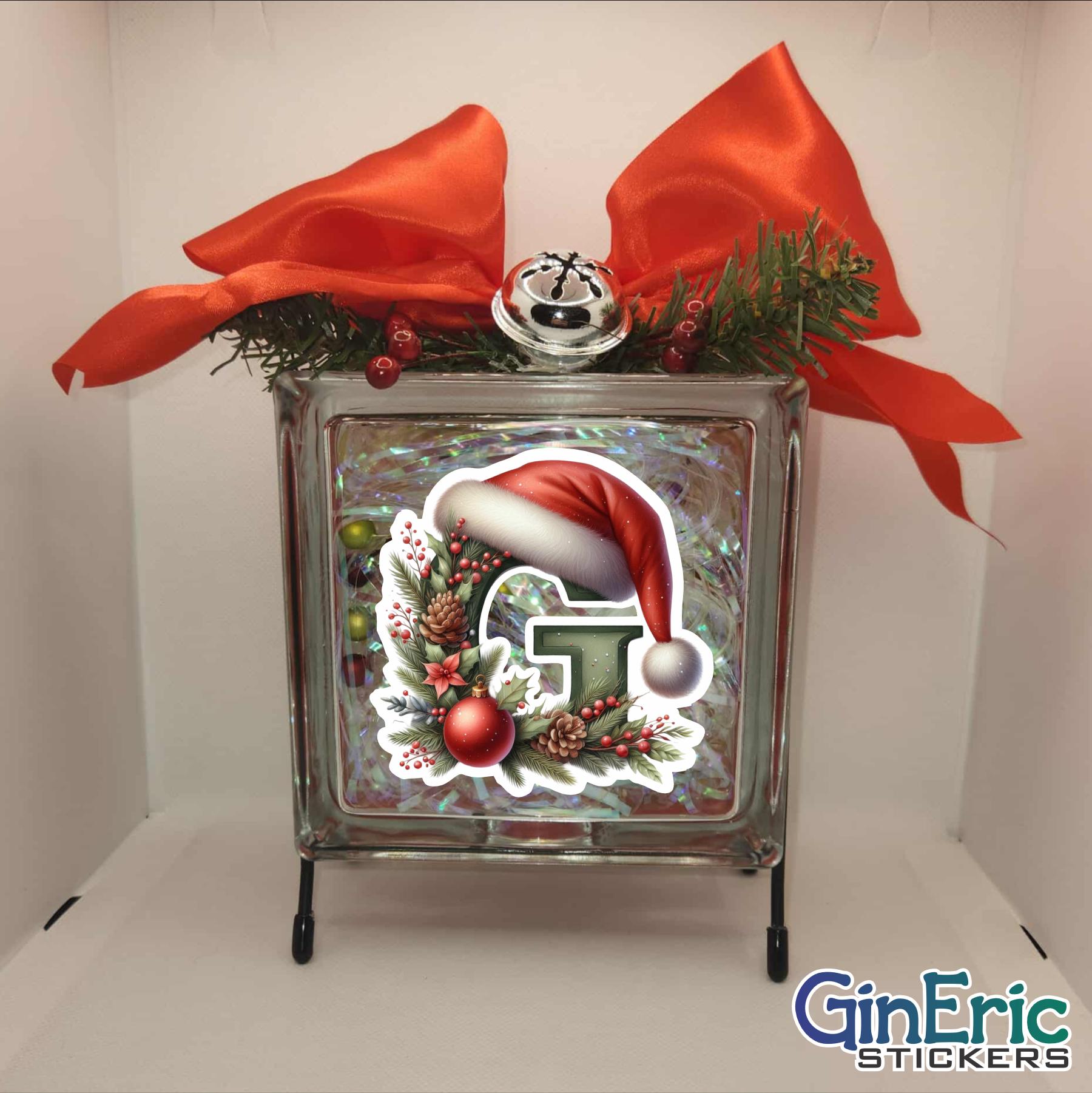 Alphabet/Initial Christmas Glass Block