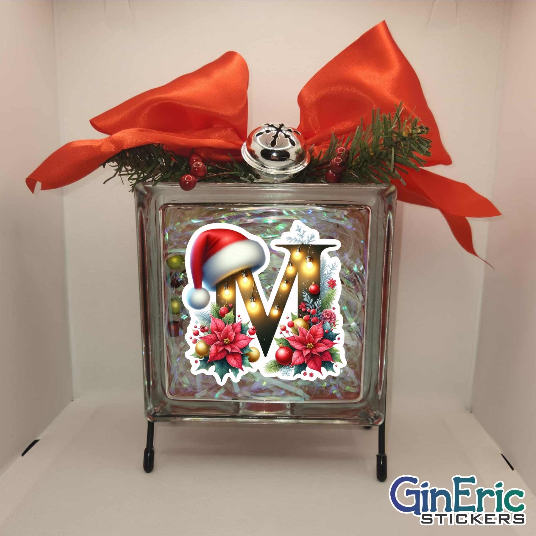 Alphabet/Initial Christmas Glass Block